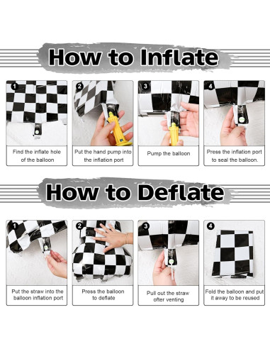 Globo de Número 4 Grande Isndare 101,6 cm Cuadros Negros