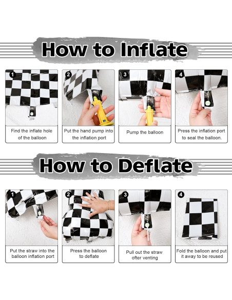 Globo de Número 4 Grande Isndare 101,6 cm Cuadros Negros