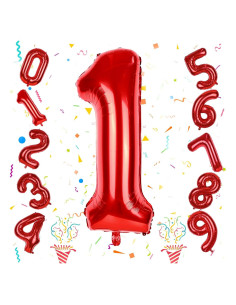 Globo Número 1 Rojo 101,6 cm para Cumpleaños y Fiestas