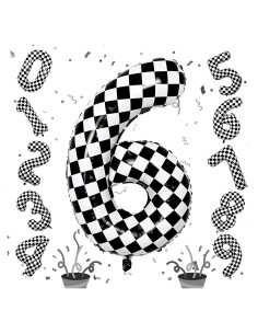 Globo de Número 6 Gigante Isndare 100 cm Rayas Blancas y Negras