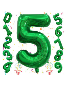Globo Número 5 Verde Oscuro 101,6 cm Aluminio Autoinflable