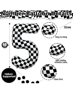 Globo Número 5 a Cuadros 101,6 cm Isndare Autoinflable 2