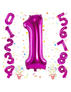 Globo Número 1 Rosa Fucsia 101,6 cm para Cumpleaños