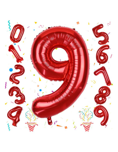Globo Gigante Número 9 Rojo 101,6 cm para Cumpleaños