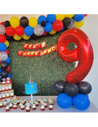 Globo Gigante Número 9 Rojo 101,6 cm para Cumpleaños