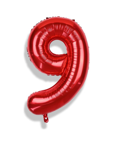 Globo Gigante Número 9 Rojo 101,6 cm para Cumpleaños