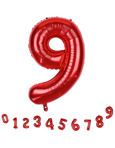 Globo Gigante Número 9 Rojo 101,6 cm para Cumpleaños