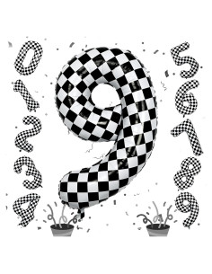 Globo Número 9 Cuadros 100 cm Foil para Cumpleaños