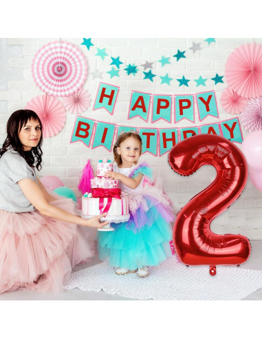 Globo de Número 4 Rojo 101,6 cm Autoinflable para Fiestas