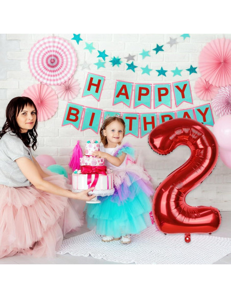 Globo de Número 4 Rojo 101,6 cm Autoinflable para Fiestas