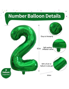 Globo Número 2 Verde Oscuro 101,6 cm para Cumpleaños 2