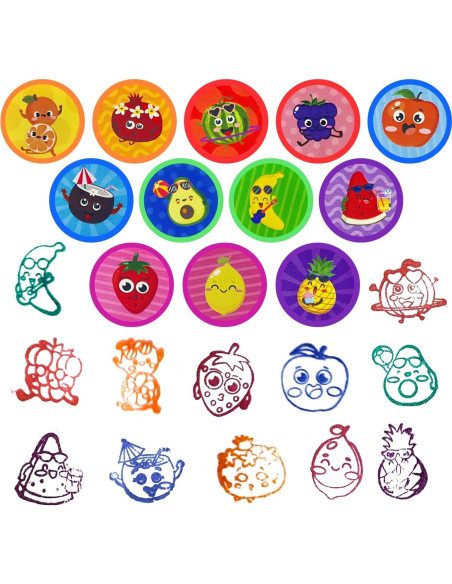 Sellos de Fiesta de Frutas Cinrobiye 24 Pcs Tutti Frutti Sellos de Fiesta de Frutas Cinrobiye 24 Pcs Tutti Frutti