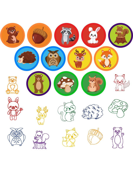Sellos de Fiesta Cinrobiye 24 PCS Animales del Bosque