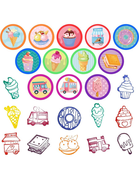 Sellos de Helado Cinrobiye 24 Pcs para Fiestas Infantiles