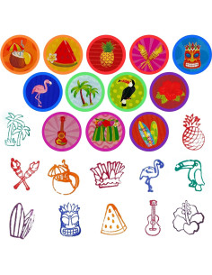 Sellos Luau Hawaiano 24 Pcs Cinrobiye para Fiesta Tropical 2