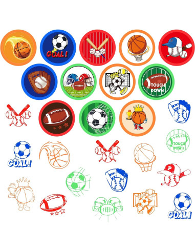 Sellos Temáticos de Deportes Cinrobiye 24 Pcs Pre-Inkados