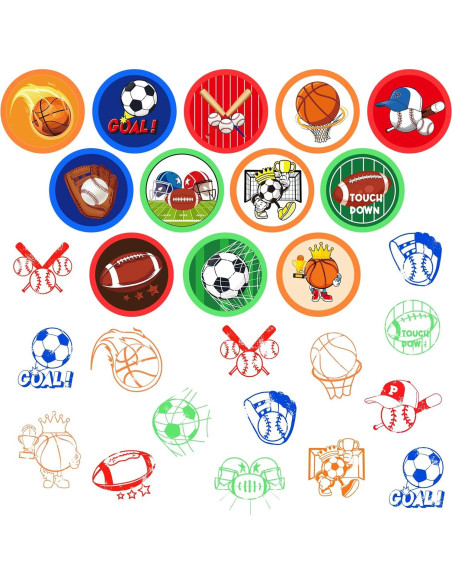 Sellos Temáticos de Deportes Cinrobiye 24 Pcs Pre-Inkados
