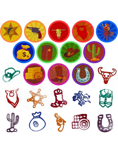 Sellos de Fiesta Vaquero 24 Pcs Cinrobiye para Niños