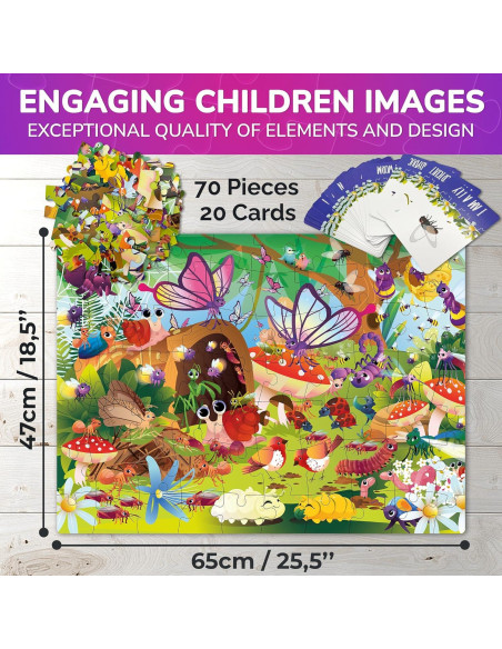 Puzzle Quokka 70 Piezas Insectos para Niños 4 a 8 Años Puzzle Quokka 70 Piezas Insectos para Niños 4 a 8 Años