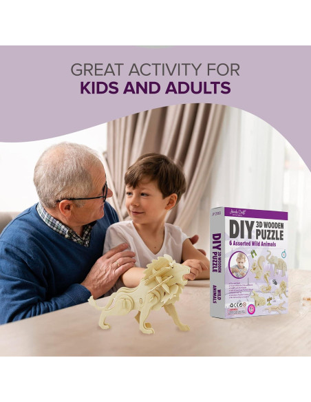 Rompecabezas 3D de Madera Manos Artesanales - 6 Animales