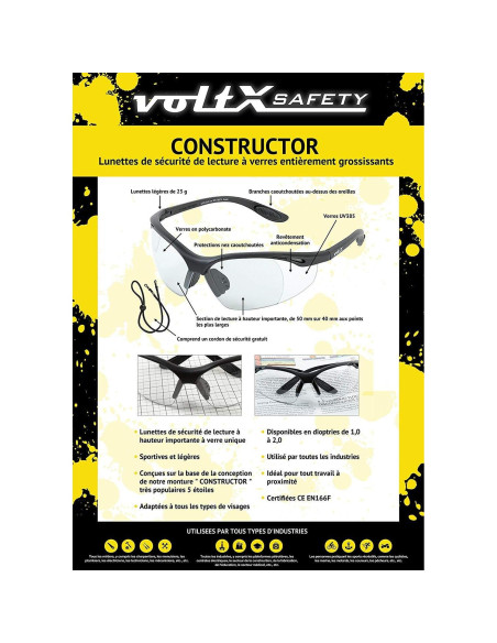 Gafas de Seguridad VoltX Constructor +2.0 Dioptrías Amarillo