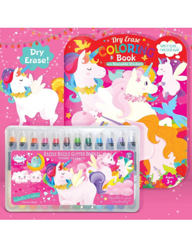 Juego de Colores Borrables La Historia del Cerdito 12 Crayones