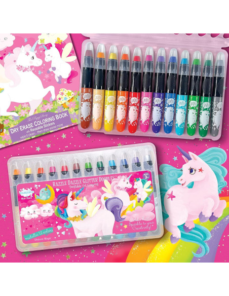Juego de Colores Borrables La Historia del Cerdito 12 Crayones