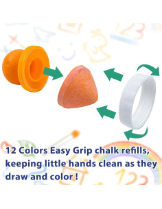 12 Recargas de Tiza Jeyeou Colorido para Niños Lavable 2