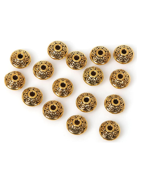 100 Piezas Espaciadores de Joyería TOSGMLOUS 6mm Dorado Antiguo