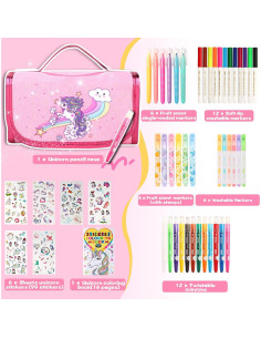 Conjunto de Marcadores Lavables CozyJoyz 50 Pcs Unicornio Rosa 2