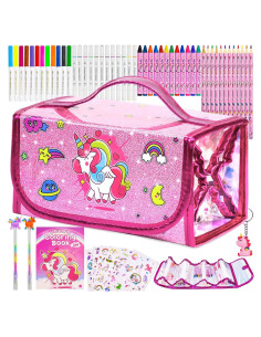 Juego de Marcadores Lavables Unicornio 59 Piezas con Estuche