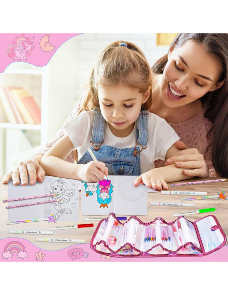 Juego de Marcadores Lavables Unicornio 59 Piezas con Estuche