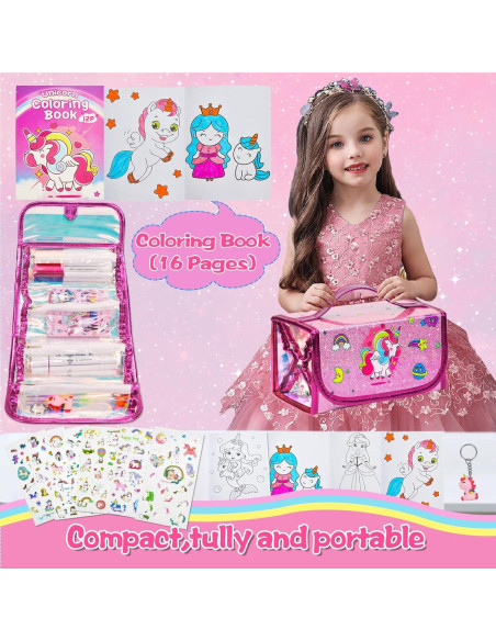 Juego de Marcadores Lavables Unicornio 59 Piezas con Estuche