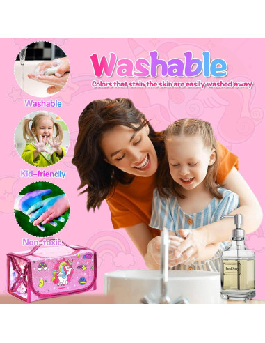 Juego de Marcadores Lavables Unicornio 59 Piezas con Estuche