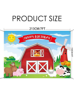 Fondo de Fiesta Infantil YRIOWMI Animales de Granja 210x150 cm 2