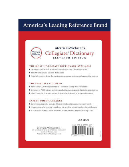 Merriam-Webster's Collegiate Dictionary, 11th Edition, Laminated Hardcover, Plain-Edged