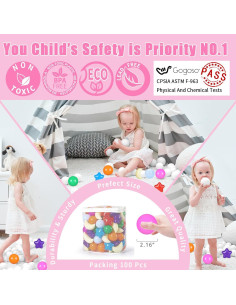 Bolas de Piscina GOGOSO 100PCS Formas Estrellas y Luna 2