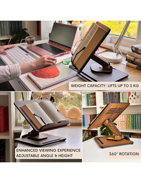 Soporte de Libros Ajustable 360 Vigo Wood - Madera de Ingeniería