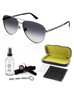 Gucci GG1233SA Gafas de Sol Aviador Gunmetal 63mm