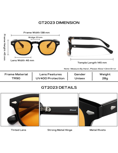 Gafas de Sol Unisex Gtand Retro 46mm UV400 Tinte Naranja