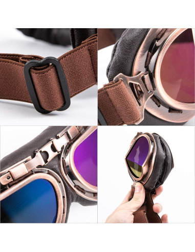 Gafas de Motocicleta MUXSAM Vintage a Prueba de Viento