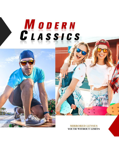 Gafas de sol Sunier SR003 polarizadas estilo retro cuadrado