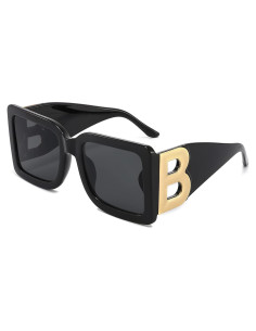 Gafas de sol cuadradas PORADAY UV400 unisex marco negro