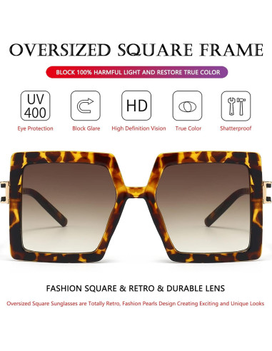 Gafas de Sol AIEYEZO Cuadradas Oversized UV400 Mujeres
