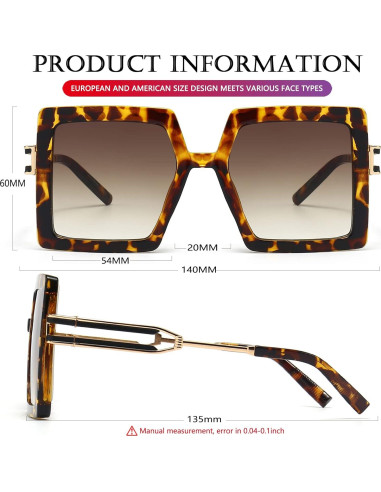 Gafas de Sol AIEYEZO Cuadradas Oversized UV400 Mujeres