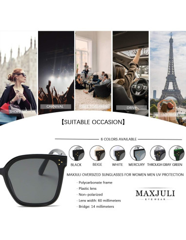 Gafas de Sol Maxjuli 8056 UV400 Retro para Hombres y Mujeres