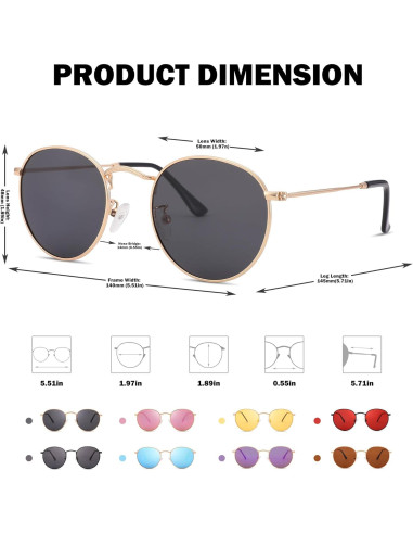 Gafas de Sol Redondas Pro Acme Polarizadas 50mm Doradas