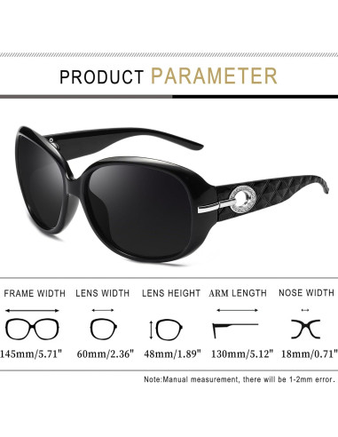 Gafas de sol Joopin grandes polarizadas UV con strass