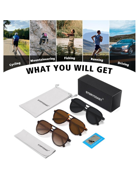 Gafas de sol aviador STORYCOAST polarizadas 3pack unisex