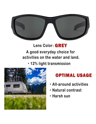 Gafas de sol BNUS polarizadas con lentes de vidrio - Negro